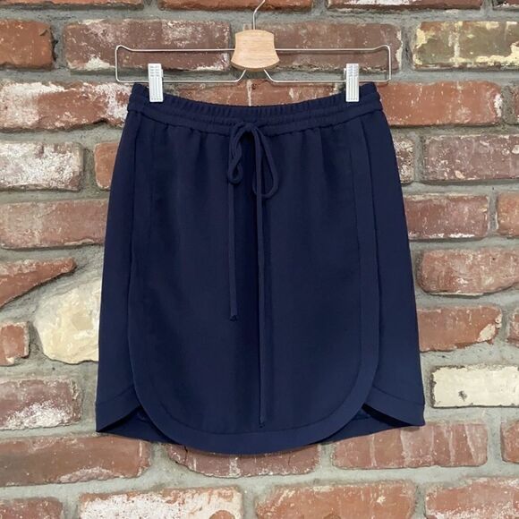 J.Crew Navy Blue Drapey Double-twill Skirt - Picture 3 of 8